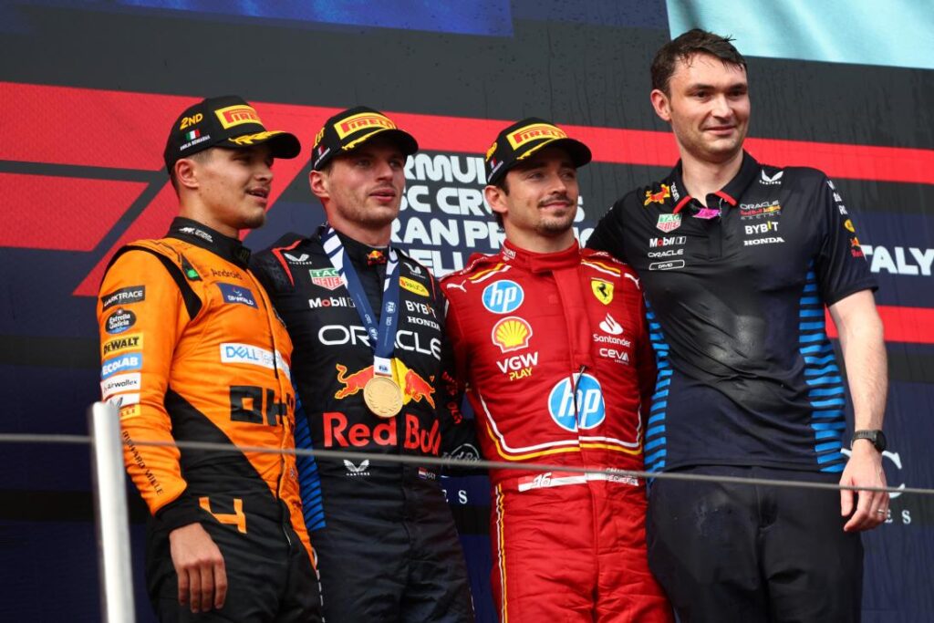 Podium-Imola-Norris-Verstappen-Leclerc 2024 Imola